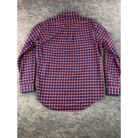 Ralph Lauren Mens M Orange Blue Plaid Shirt Long Sleeve Button Down - Picture 4 of 11
